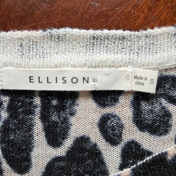 Ellison Tunic Sweater Linen Blend Animal Print V Neck Oversized Leopard Knit S - Picture 11 of 14